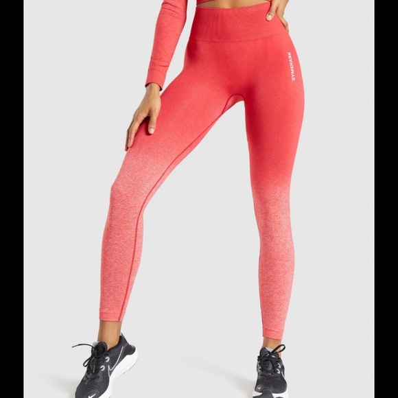 Gymshark Adapt Ombre Raspberry Red White Marl Marled Leggings XS - Picture 9 of 9